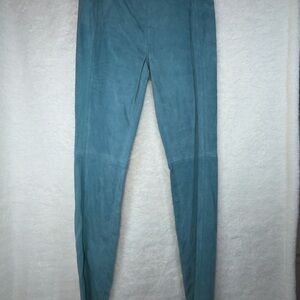Elie Tahari Suede Light Blue Side-Panel Leggings size 6 (A0102)